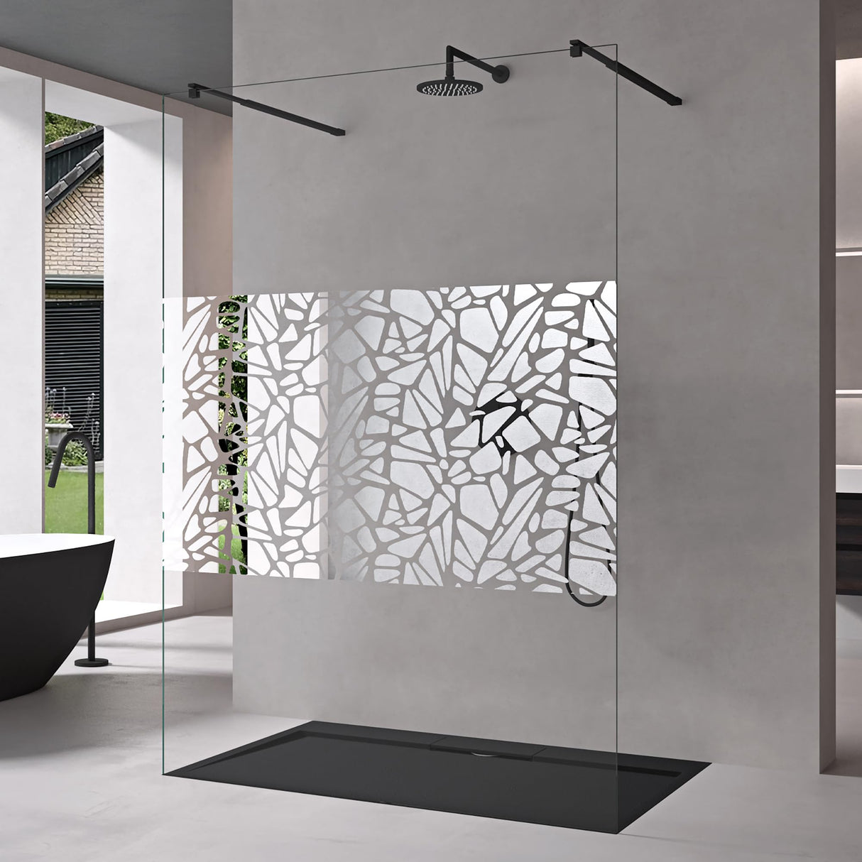 glasvilla Duschwand Duschabtrennung 2 Haltestange für Walk-In Dusche 10mm ESG-Sicherheitsglas mit Nanobeschichtung Rechteckiger Stabilisator Bremen02+2