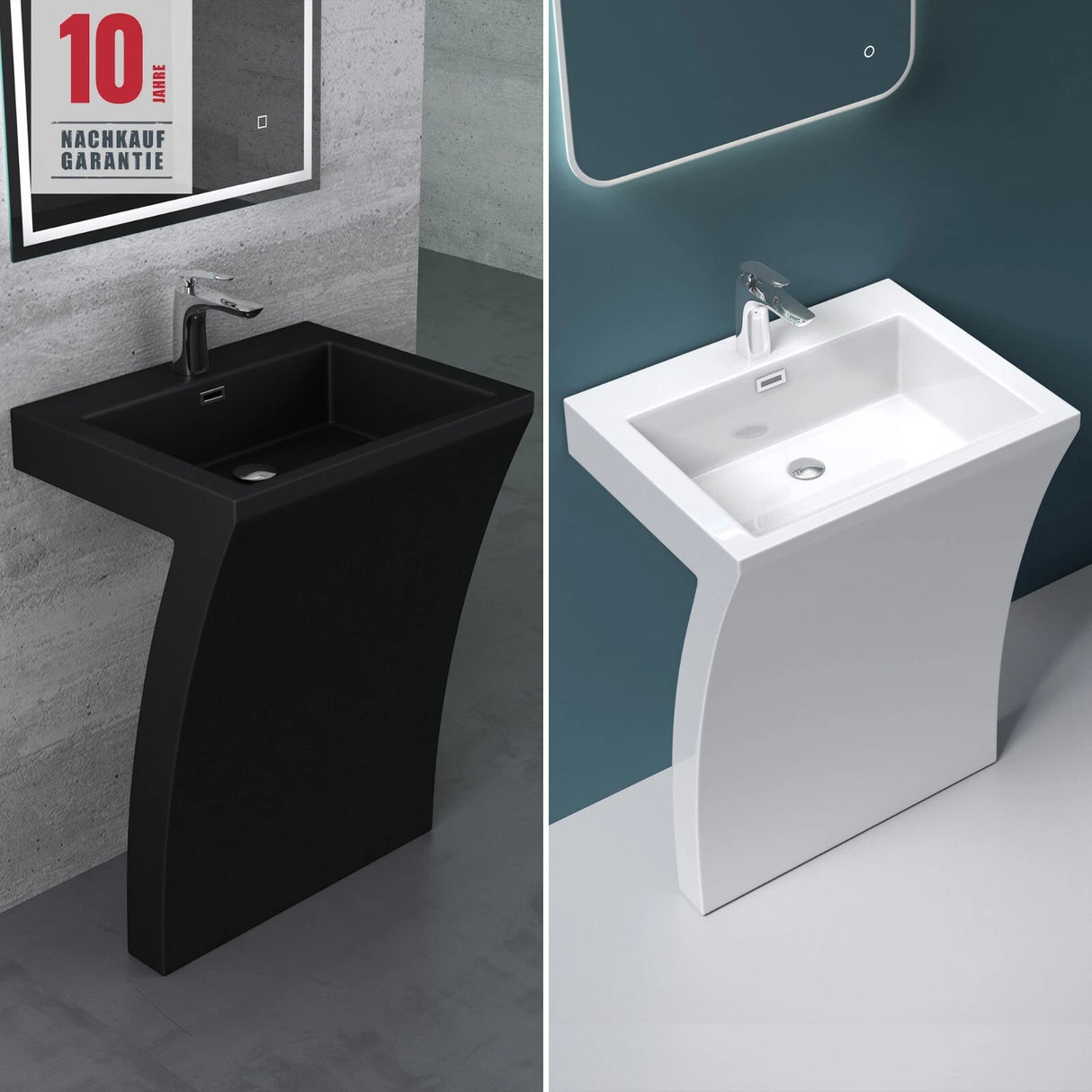 glasvilla Standwaschbecken Eckig Design Standwaschtisch Col07 Gussmarmor Design Waschplatz Waschsäule Standsäule