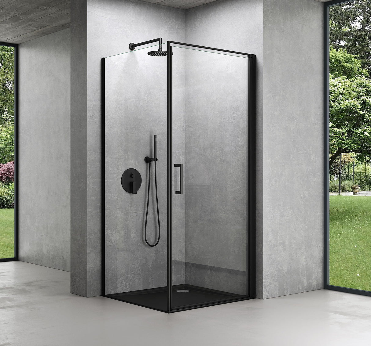 glasvilla Duschkabine Hebe-Senk-Mechanismus 8mm ESG-Sicherheitsglas Nano-Beschichtung Rav36-Plus schwarz