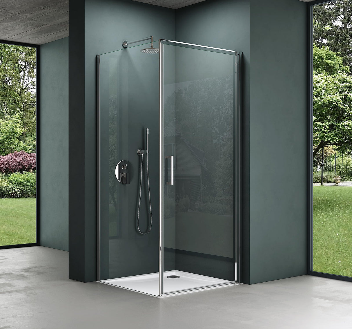 glasvilla Duschkabine Hebe-Senk-Mechanismus 8mm Klarglas ESG-Sicherheitsglas Nano-Beschichtung Rav36-Plus