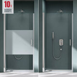 glasvilla Duschtür Nischentür Dusche Duschabtrennung Duschkabine Schwingtür 180° ESG-Sicherheitsglas mit Hebe- und Senkmechanismus Klarglas und Satiniert Streifen Teramo24K+MS D Neu