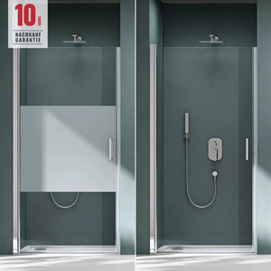 glasvilla Porta Doccia Nicchia in Vetro Trasparente o Strisce Satinato Cabina Doccia in Vetro di Sicurezza ESG Box Doccia con Meccanismo di Sollevamento e Abbassamento Teramo24K+MS D Neu