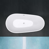 glasvilla Freistehende Badewanne Acryl Oval Acryl-Standbadewanne inkl. Pop Up Ablaufgarnitur Weiß