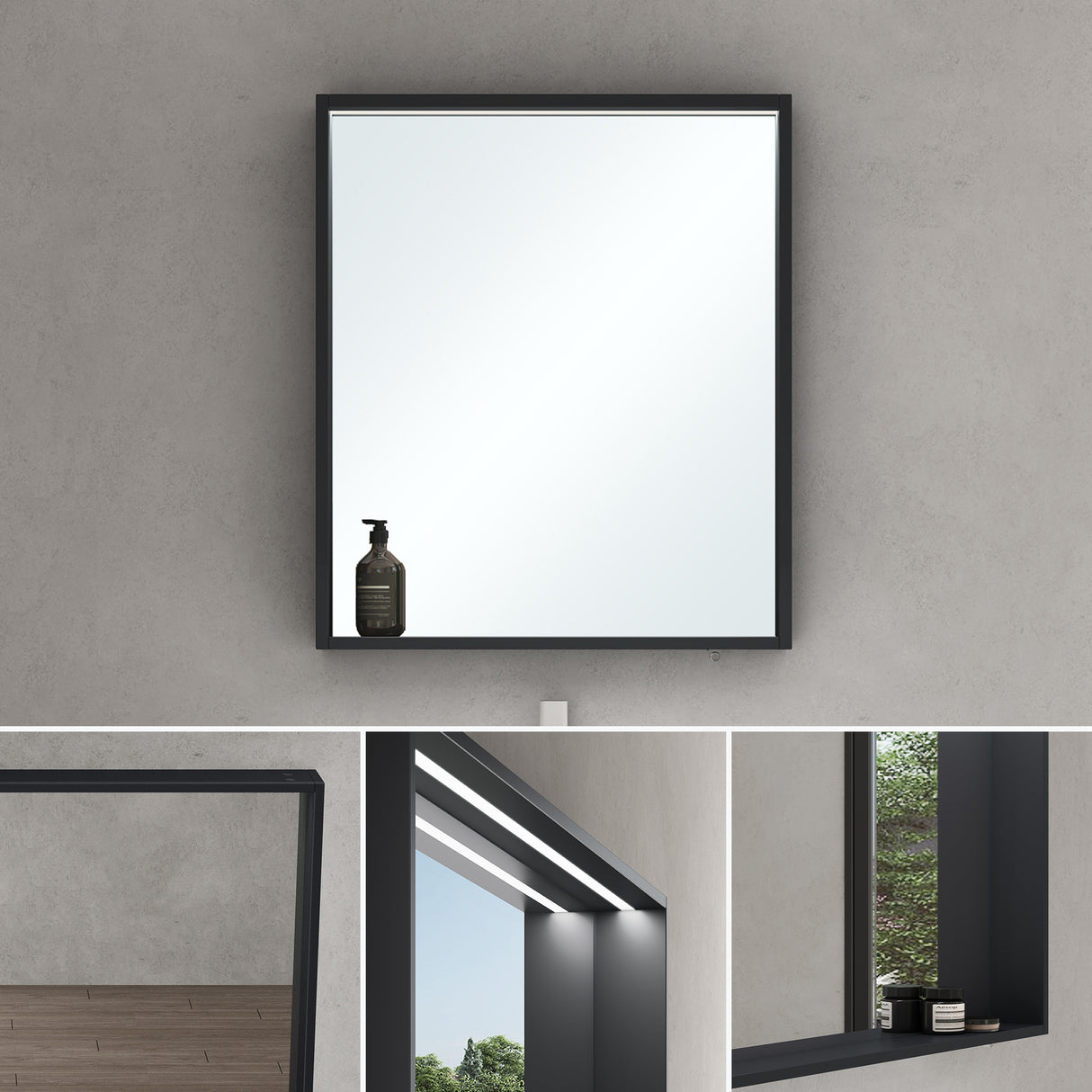 glasvilla Spiegelschrank Bad mit Beleuchtung Badezimmerschrank Hängeschrank Badezimmerspiegel Spiegelschrank-01