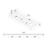 glasvilla Doppelwaschbecken Aufsatzwaschbecken Hängewaschbecken Waschbecken mineralguss Waschplatz Waschtisch Col830