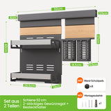glasvilla -Étagère à épices à étages pour cuisine avec support pour téléphone et pots à ustensiles inclus 5 crochets, Étagère de cuisine multifonctionnelle amovible avec rail, Organisateur de cuisine Reglo-09-12
