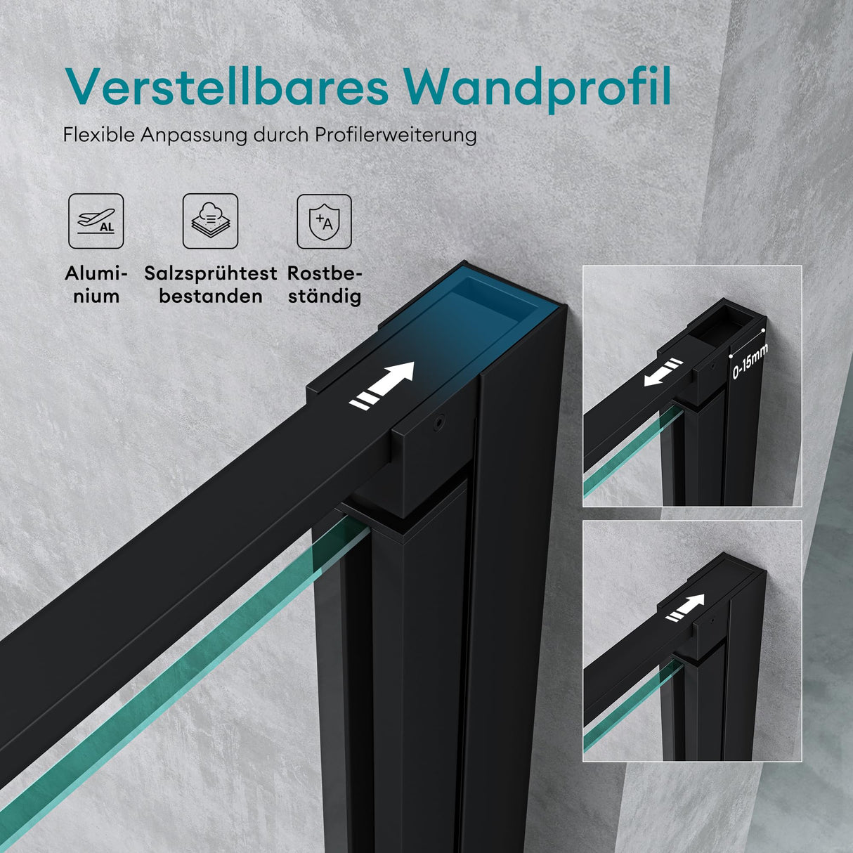 glasvilla Duschtür Nischentür dusche Duschabtrennung Chrom und Schwarz Duschkabine Schwingtür 180° Doppeltür 8mm ESG Nano-Beschichtung Klarglas mit Hebe- und Senkmechanismus Teramo66