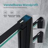 glasvilla Duschtür Nischentür dusche Duschabtrennung Chrom und Schwarz Duschkabine Schwingtür 180° Doppeltür 8mm ESG Nano-Beschichtung Klarglas mit Hebe- und Senkmechanismus Teramo66