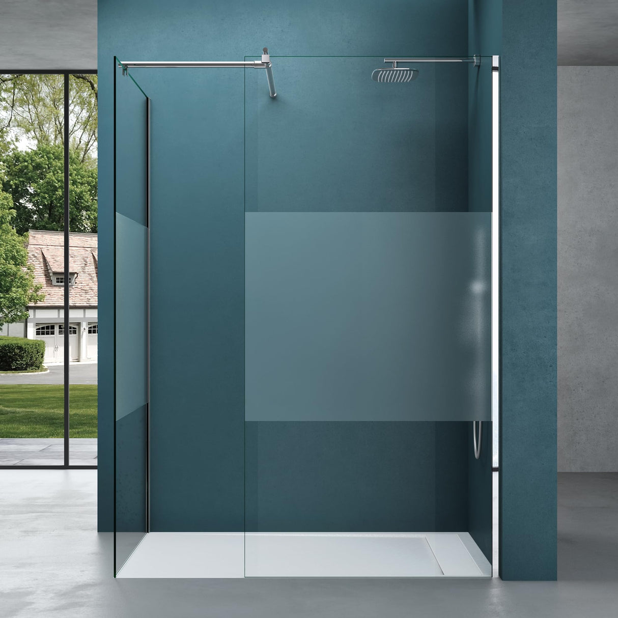 glasvilla Duschwand für Dusche Duschabtrennung mit 2 festen Seitenelementen 8mm ESG-Sicherheitsglas Walk-In Dusche Klarglas NANO-Versiegelung Bremen01K/MS-T