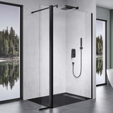 glasvilla Walk-In Duschwand für Dusche Duschabtrennung 10mm Klarglas mit 30cm Nebenteil ESG-Sicherheitsglas mit Nanobeschichtung Runder & Rechteckiger Stabilisator Bremen02K-Plus