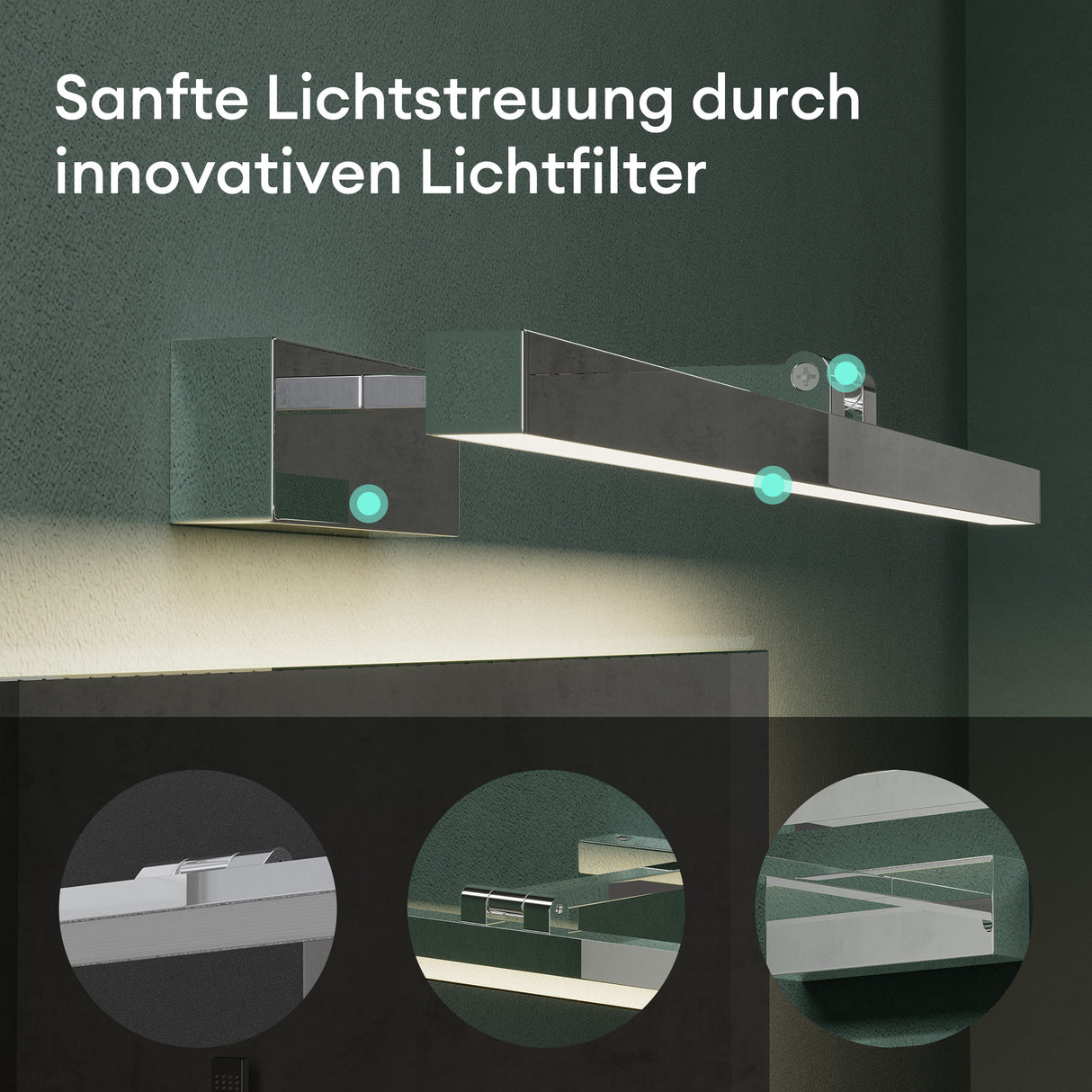 glasvilla Spiegelleuchte  LED Badlampe | Spiegellampe, 4000K Badezimmer Lampe | 180° Drehbar  9W Strahlenschön