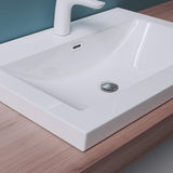 glasvilla Waschbecken Einbauwaschbecken Waschschale Waschtisch Mineralguss Rechteckig 1 Armaturenloch Überlauf-Funktion Col01