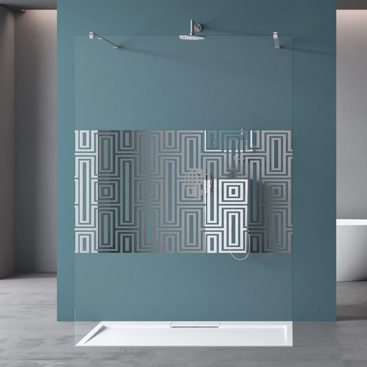 glasvilla Duschwand Duschabtrennung 2 Haltestange für Walk-In Dusche 10mm ESG-Sicherheitsglas mit Nanobeschichtung Rechteckiger Stabilisator Bremen02+2