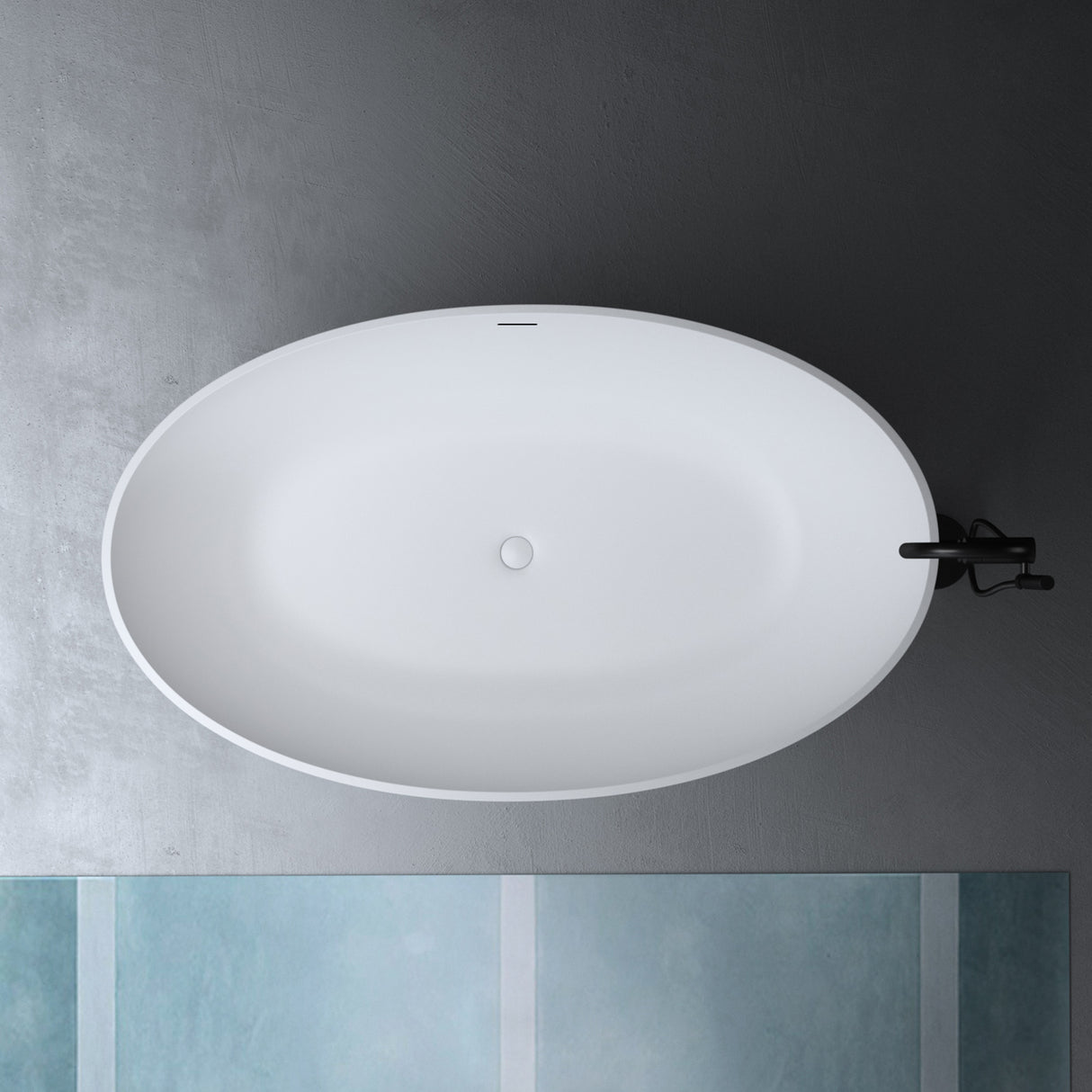 glasvilla Freistehende Badewanne Weiß matt Mineralguss Standbadewanne inkl. Nano-Versiegelung