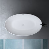 glasvilla Freistehende Badewanne Weiß matt Mineralguss Standbadewanne inkl. Nano-Versiegelung