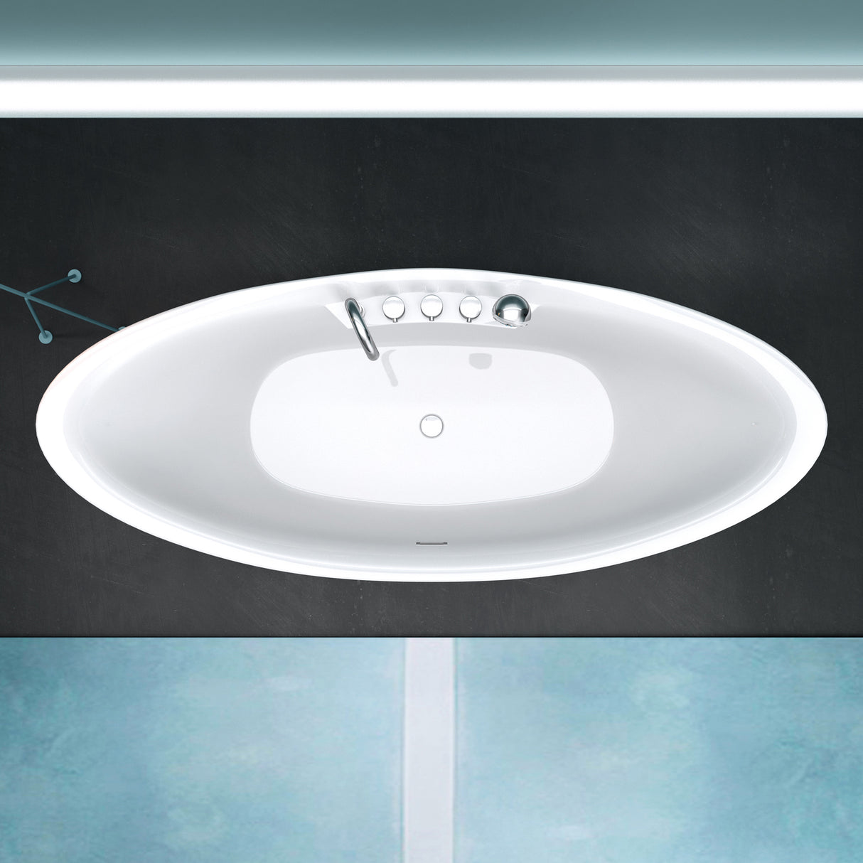 glasvilla Freistehende Badewanne Rechteck Sanitäracryl mit Armatur Standbadewanne