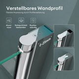 glasvilla Duschtür Nischentür dusche Duschabtrennung Duschkabine Schwingtür 180° Doppeltür 6mm ESG Nano-Beschichtung Klarglas/Satiniert Streifen/Vollsatiniert mit Hebe- und Senkmechanismus Teramo24K+MS+VS