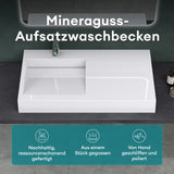 glasvilla Waschbecken Hängewaschbecken Aufsatzwaschbecken Mineralguss rechteckige Form Colossum11
