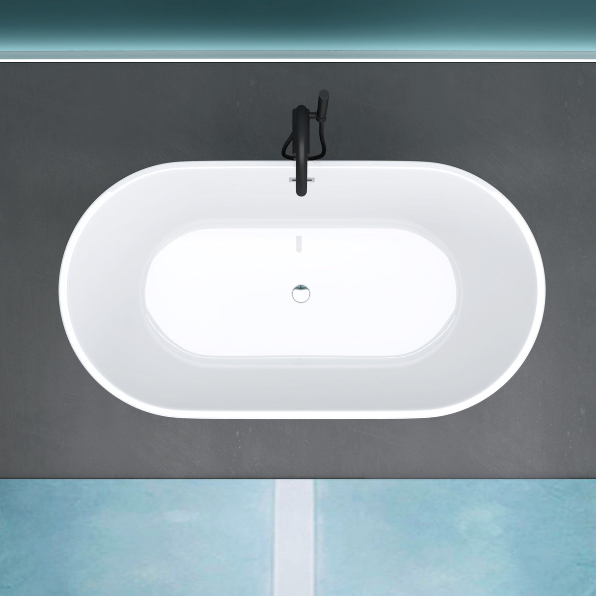 glasvilla Freistehende Badewanne Acryl Oval Acryl-Standbadewanne inkl. Pop Up Ablaufgarnitur Weiß