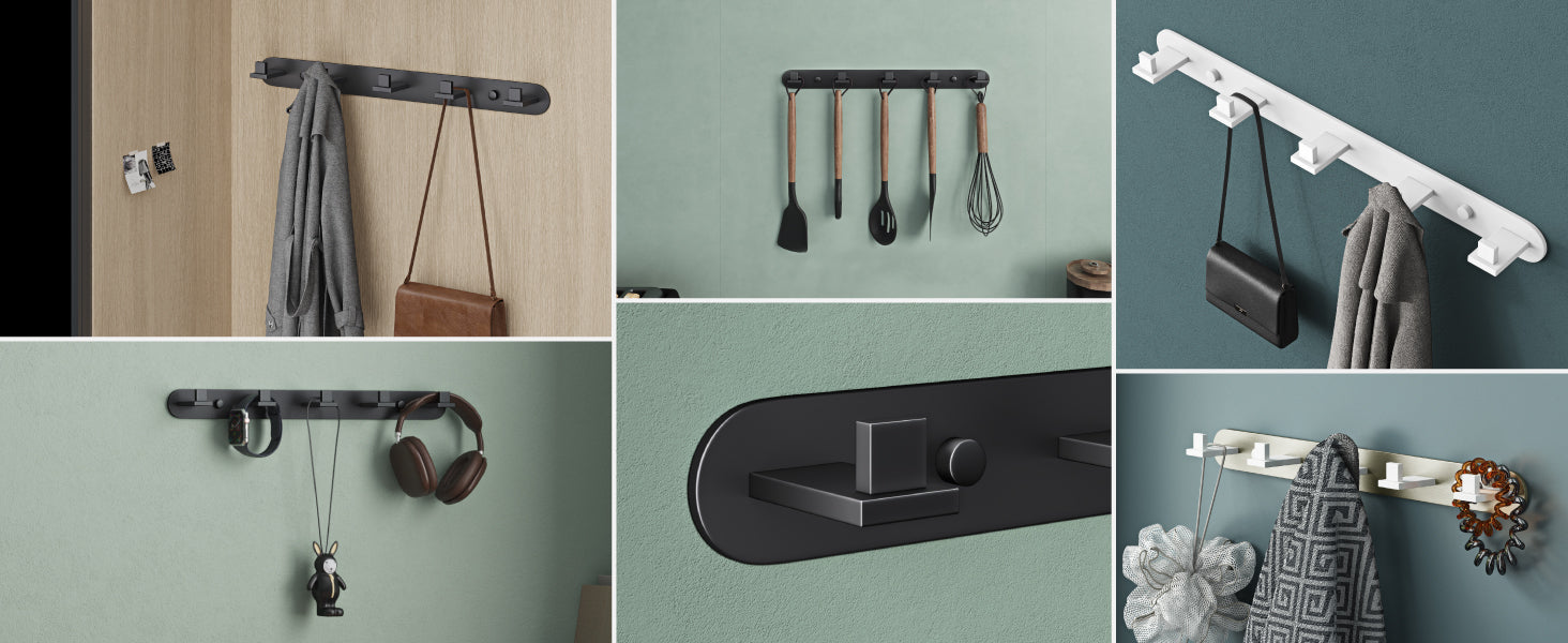 Glasvilla Design – Ganchos de pared de acero inoxidable Stalo-08 / Stalo-09 con montaje adhesivo o atornillado