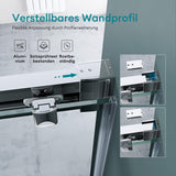 glasvilla Duschtür Nischentür dusche Duschabtrennung Chrom und Schwarz Duschkabine Nischenschiebetür 6mm ESG-Sicherheitsglas inkl. Soft-Close Teramo12K