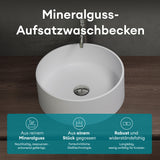 glasvilla 40x40x15cm Waschbecken rund Col804 Aufsatzwaschbecken ohne Hahnloch und Überlauf.. Col804 Moderne Optik- höchste Funktionalität
