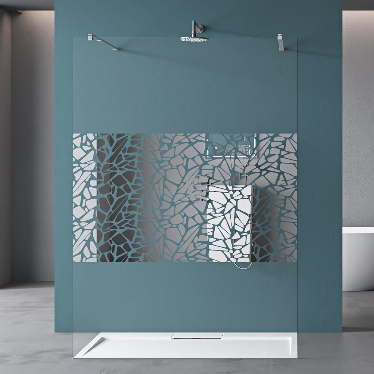 glasvilla Duschwand Duschabtrennung 2 Haltestange für Walk-In Dusche 10mm ESG-Sicherheitsglas mit Nanobeschichtung Rechteckiger Stabilisator Bremen02+2