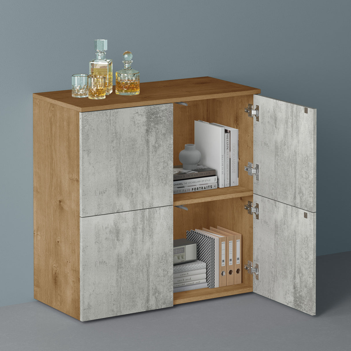 glasvilla Möbel Kommode Aufbewahrungsschrank mit 4 Türen Sideboard Schrank Mehrzweckschrank Schrank04