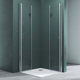 glasvilla Duschkabine Falttür 180° Klarglas ESG Klappbar & Faltbar Duschtür Lotus-Effekt NANO Eckeinstieg R26