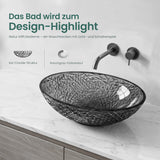 glasvilla Waschbecken Glas Aufsatzwaschbecken Glaswaschbecken Handwaschbecken Waschschale Oval