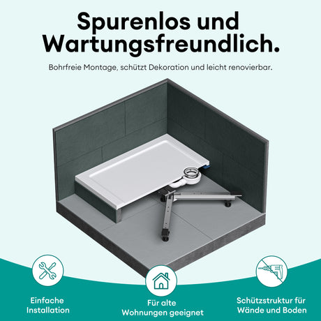 glasvilla Duschwannenfüße Duschwannenfuß Brausewannenfuß Montagefuß für Duschwannen in X-Form Duschwannengestell mit 5 Stellfüßen