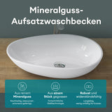 glasvilla Waschbecken oval Aufsatzwaschbecken ohne Hahnloch und Überlauf Col809