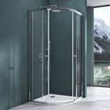 glasvilla Duschkabine viertelkreis Dusche Duschabtrennung mit 2 Schiebetüren ESG-Sicherheitsglas Nano-Beschichtung Ravenna32K