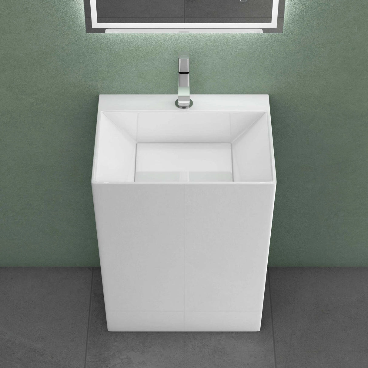glasvilla Design Standwaschbecken freistehend Col40 weiß, aus Mineralguss, Waschtisch, BTH: 55x42x85cm