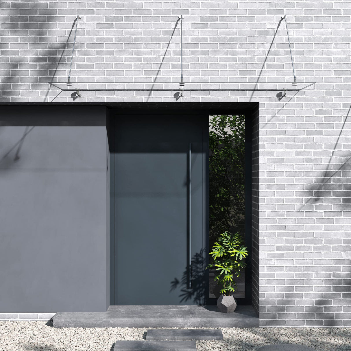 glasvilla Glasvordach Überdachung Transparenter VSG mit SGP Folie Vordach Edelstahl Wandhalterung Regenschutz Eingangsbereich VDG02K