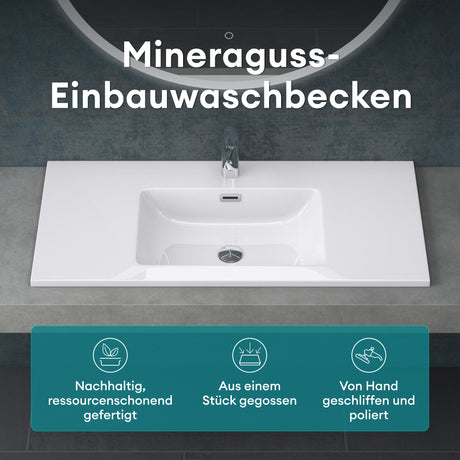 glasvilla Waschbecken Einbauwaschbecken Waschtisch Einbauwaschtisch aus Mineralguss Col02