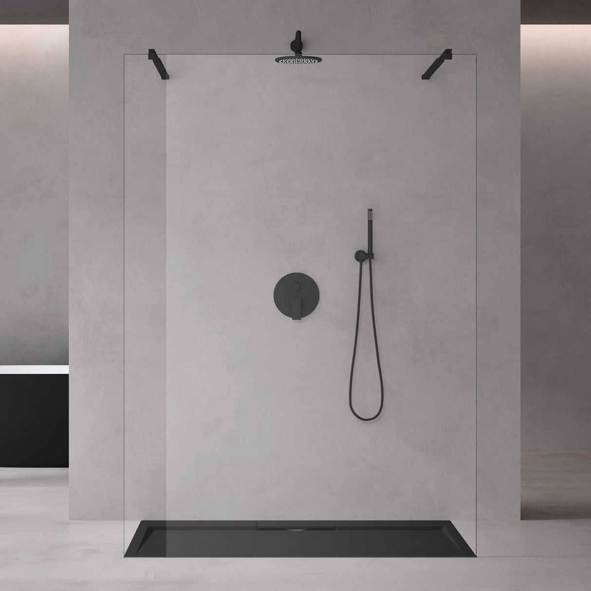 glasvilla Duschwand Duschabtrennung 2 Haltestange für Walk-In Dusche 10mm ESG-Sicherheitsglas mit Nanobeschichtung Rechteckiger Stabilisator Bremen02+2