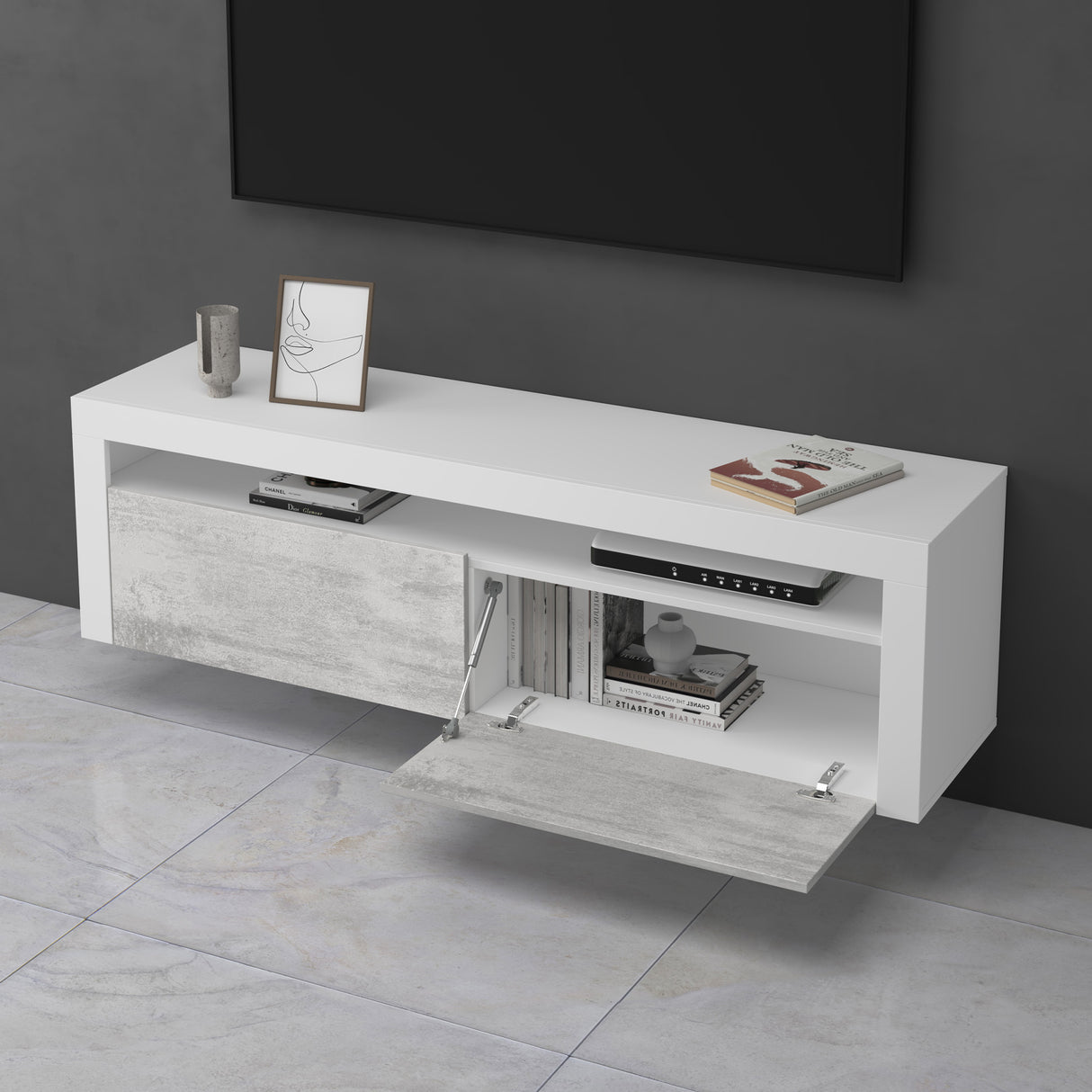 glasvilla Fernsehschrank TV Schrank Lowboard Hängeschrank 2 Türen mit Soft-Close Fernsehtisch für Wohnzimmer BTH: 160x40x46 cm Fernsehschrank01