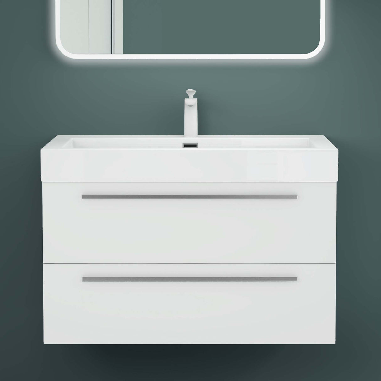 glasvilla Badmöbel-Set Waschbeckenunterschrank Waschtisch mit Unterschrank inkl. Mineralguss-Waschbecken Quadratto