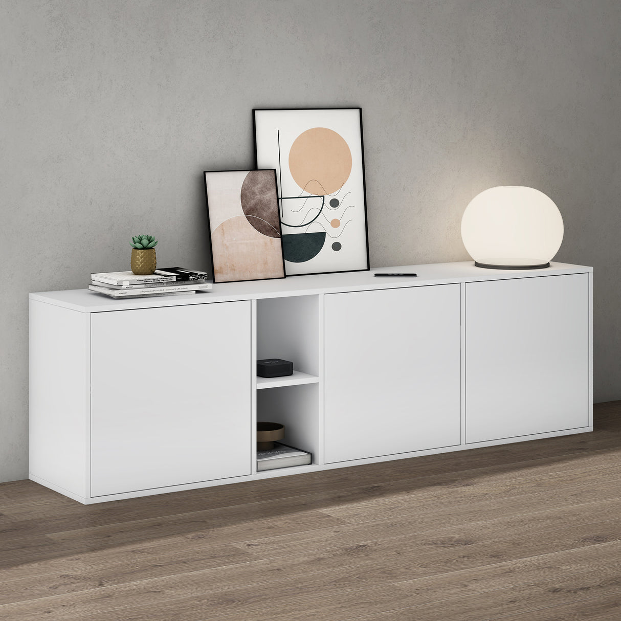 glasvilla Möbel Schrank mit 3 Türen und 2 Fächern Kommode  Sideboard viel Stauraum für Wohnbereich Schrank02