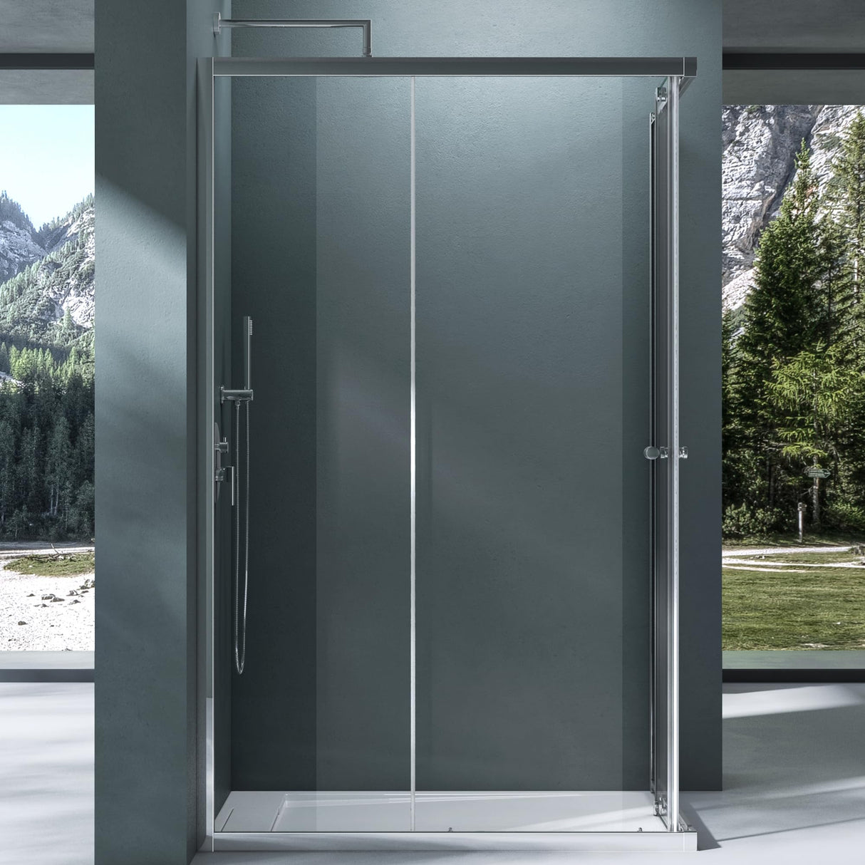 glasvilla Duschkabine mit Doppel-Schiebetür Duschtür Eckeinstieg Echtglas Lotuseffekt 6mm ESG-Sicherheitsglas Ravenna16K