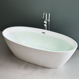 glasvilla Freistehende Badewanne Acryl Oval Acryl-Standbadewanne inkl. Pop Up Ablaufgarnitur Weiß