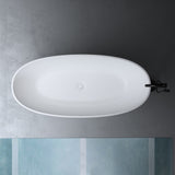 glasvilla Freistehende Badewanne Weiß matt Mineralguss Standbadewanne inkl. Nano-Versiegelung