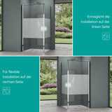 glasvilla Duschkabine Hebe-Senk-Mechanismus Milchglas Streifen 8mm ESG-Sicherheitsglas Nano-Beschichtung Rav36MS-Plus