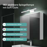 glasvilla Spiegelschrank mit Spiegellampe Badezimmerschrank Spiegelleuchte 180° Drehbar LED Badlampe Strahlenschön