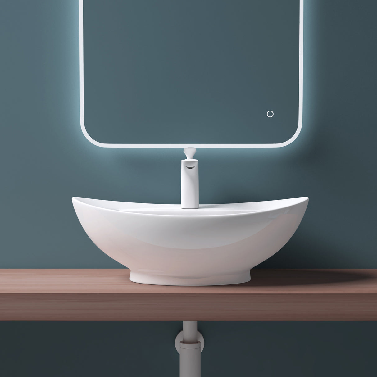 glasvilla Waschbecken Aufsatzwaschbecken,weiß Brüssel302 aus Keramik,mit Nano-Beschichtung