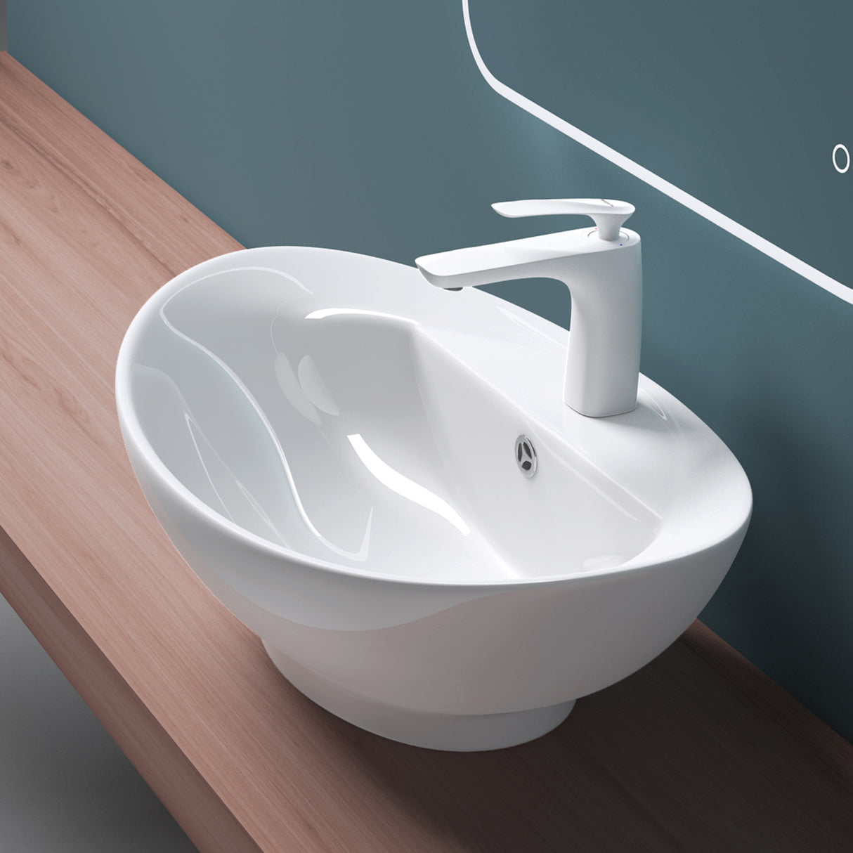 glasvilla Waschbecken Aufsatzwaschbecken,weiß Brüssel302 aus Keramik,mit Nano-Beschichtung