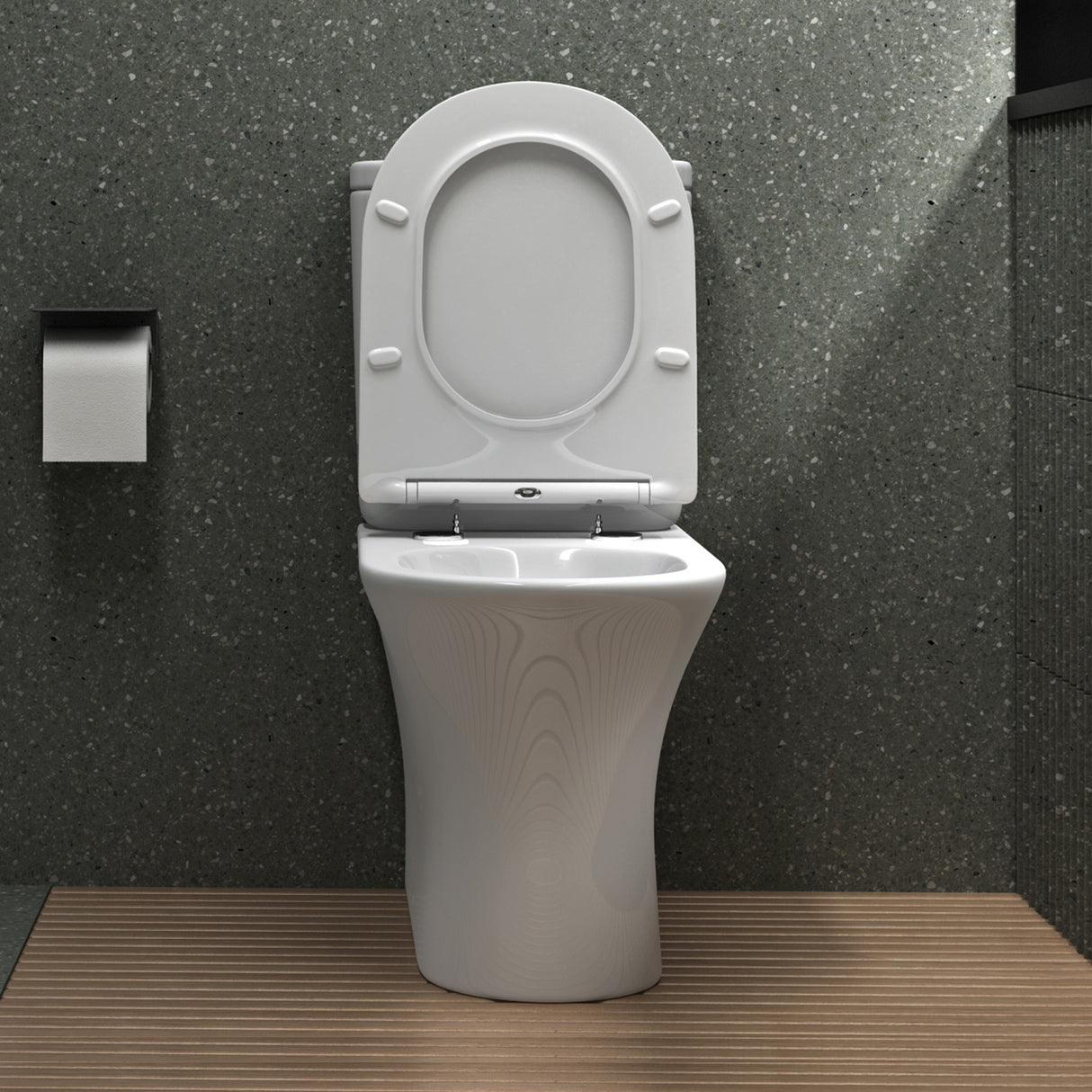 glasvilla Stand-WC Toilette Stand Toilette aus Keramik Spülrandloses WC bodenstehenden Toiletten
