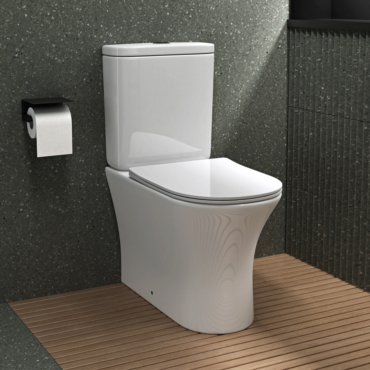 glasvilla Stand-WC Toilette Stand Toilette aus Keramik Spülrandloses WC bodenstehenden Toiletten