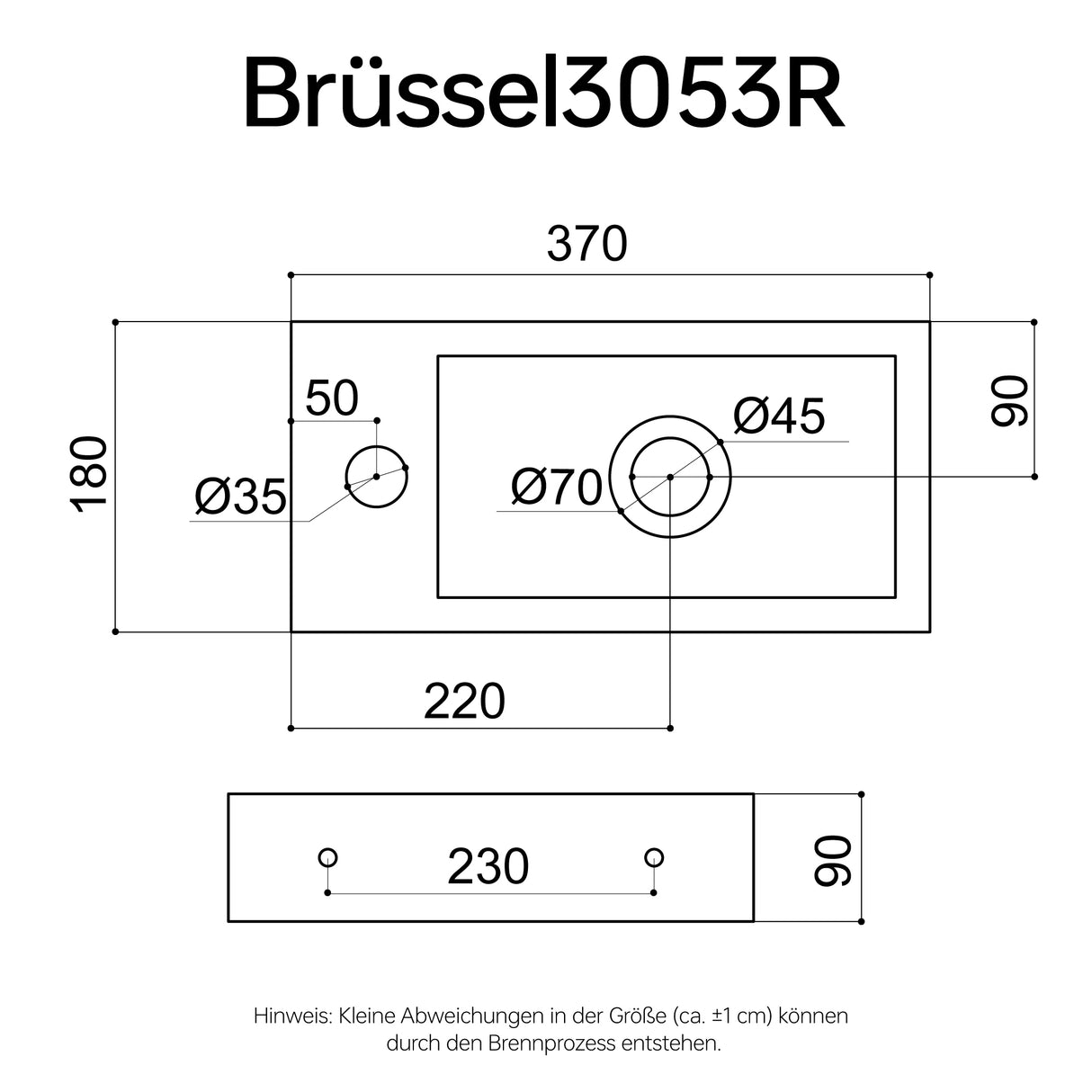glasvilla Waschbecken Gäste-WC Hängewaschbecken aus Keramik in weiß mit Nano-Beschichtung Brüssel3053